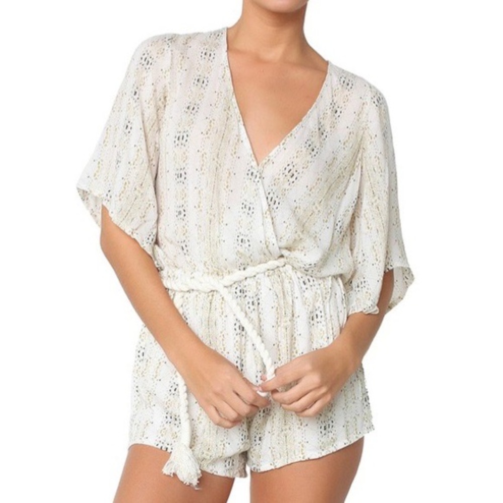 Faithfull the Brand Fox Romper Playsuit White Oasis Print Open Back S 4
